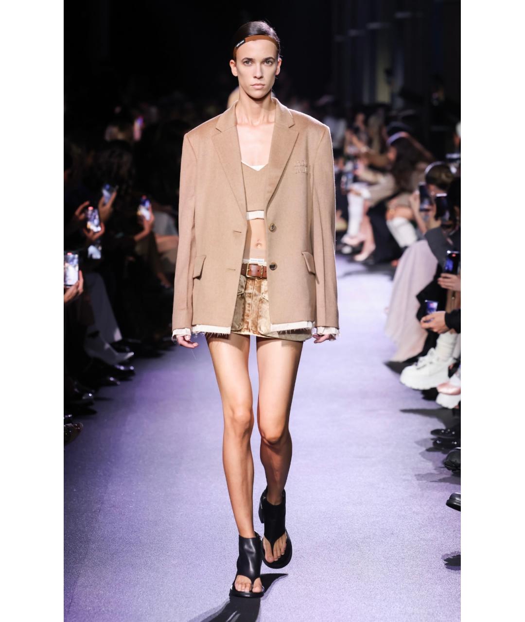 MIU MIU Коричневая хлопковая юбка мини, фото 2