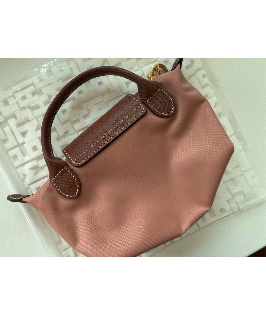 LONGCHAMP Розовая тканевая сумка с короткими ручками, фото 6