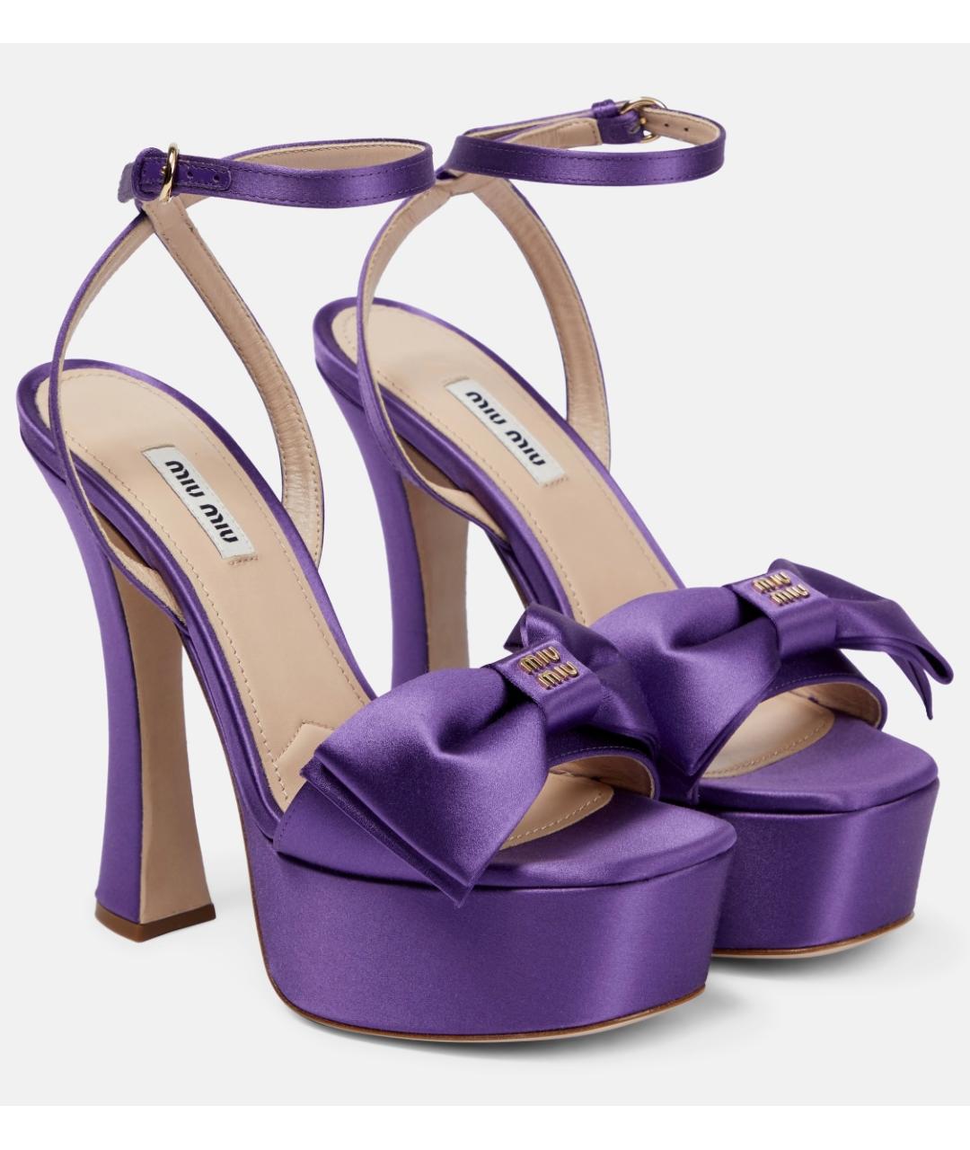 MIU MIU Фиолетовые текстильные босоножки, фото 2