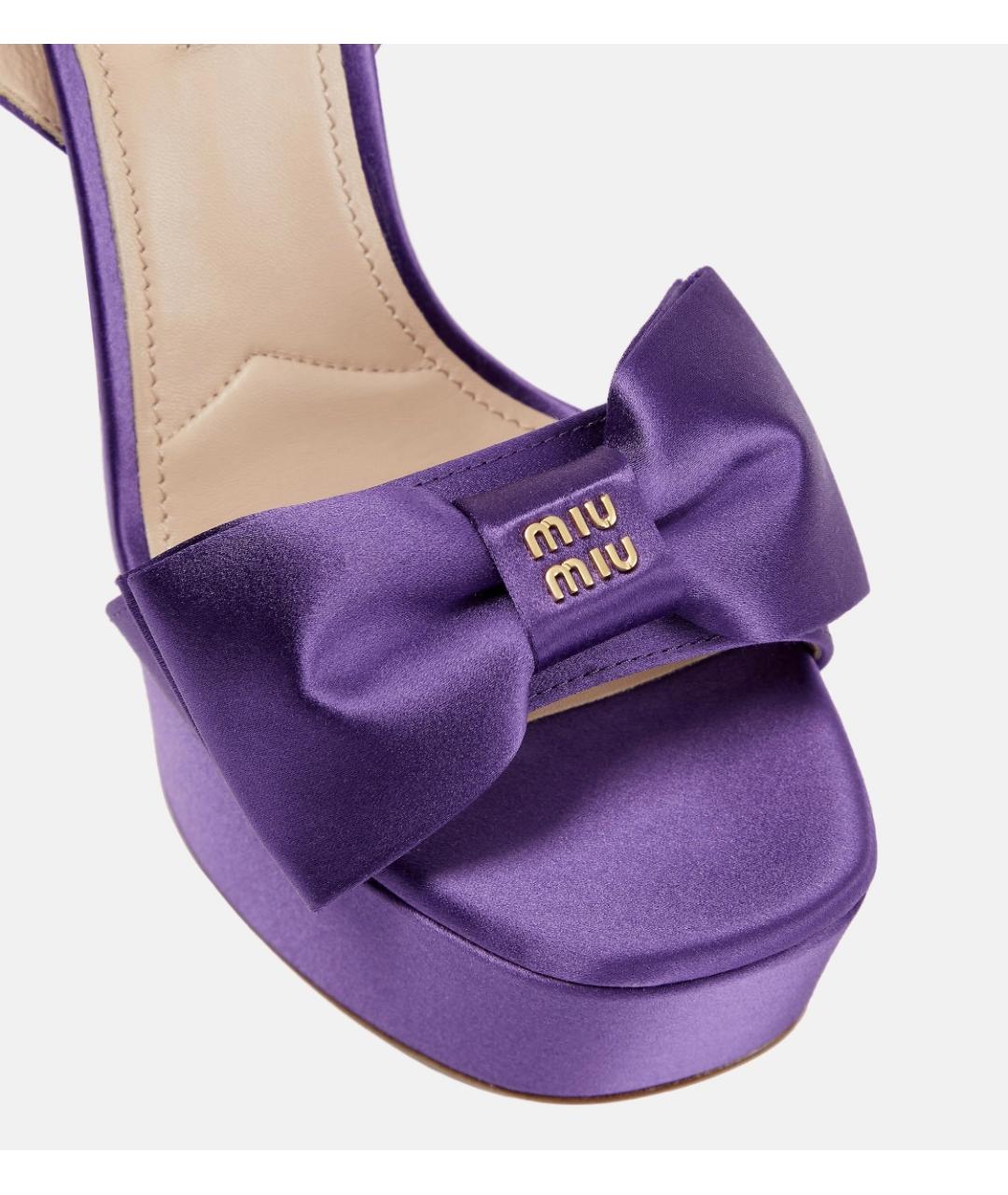 MIU MIU Фиолетовые текстильные босоножки, фото 5