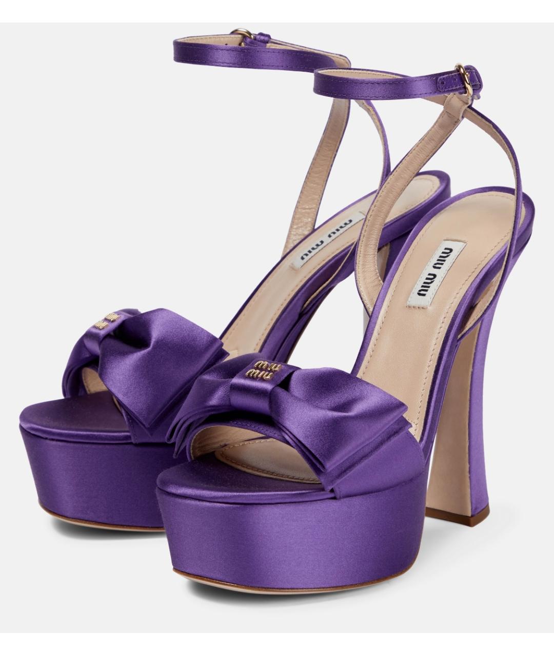 MIU MIU Фиолетовые текстильные босоножки, фото 3