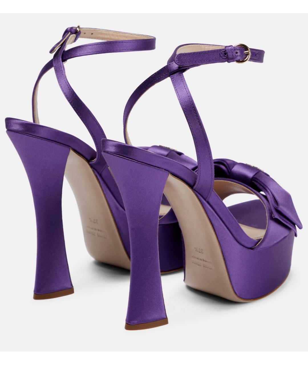 MIU MIU Фиолетовые текстильные босоножки, фото 4