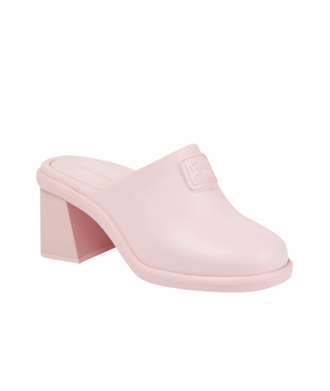 MIU MIU Розовые резиновые мюли, фото 1