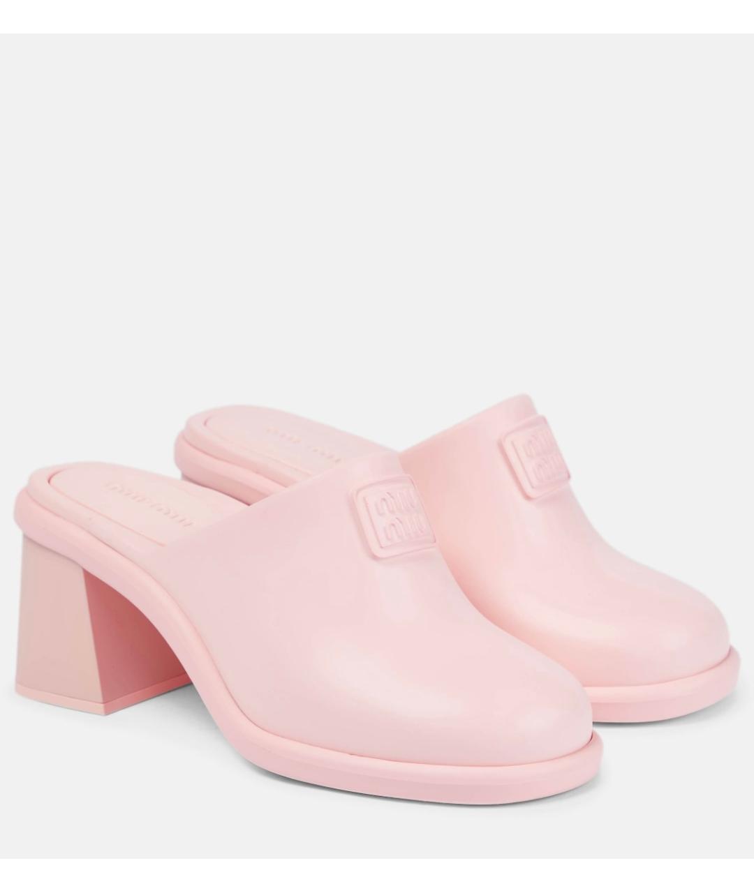 MIU MIU Розовые резиновые мюли, фото 7