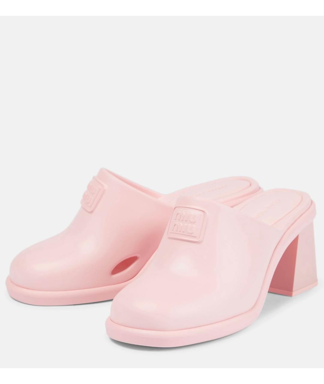 MIU MIU Розовые резиновые мюли, фото 2