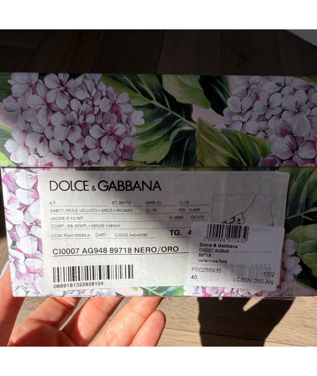 DOLCE&GABBANA Черные бархатные мюли, фото 5