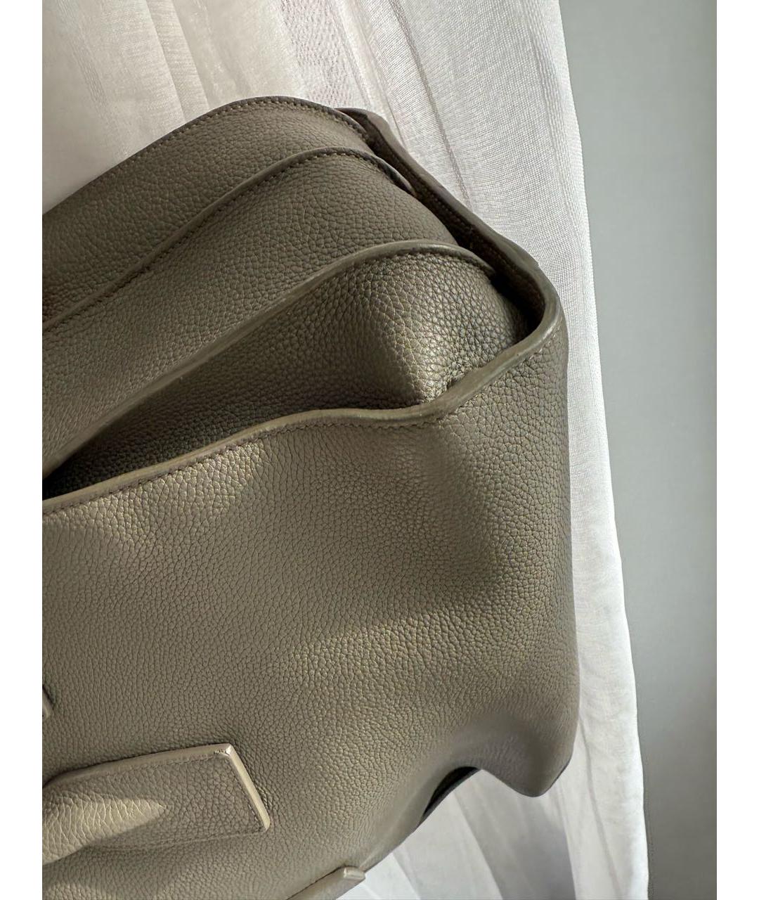 SAINT LAURENT Хаки кожаная сумка тоут, фото 5