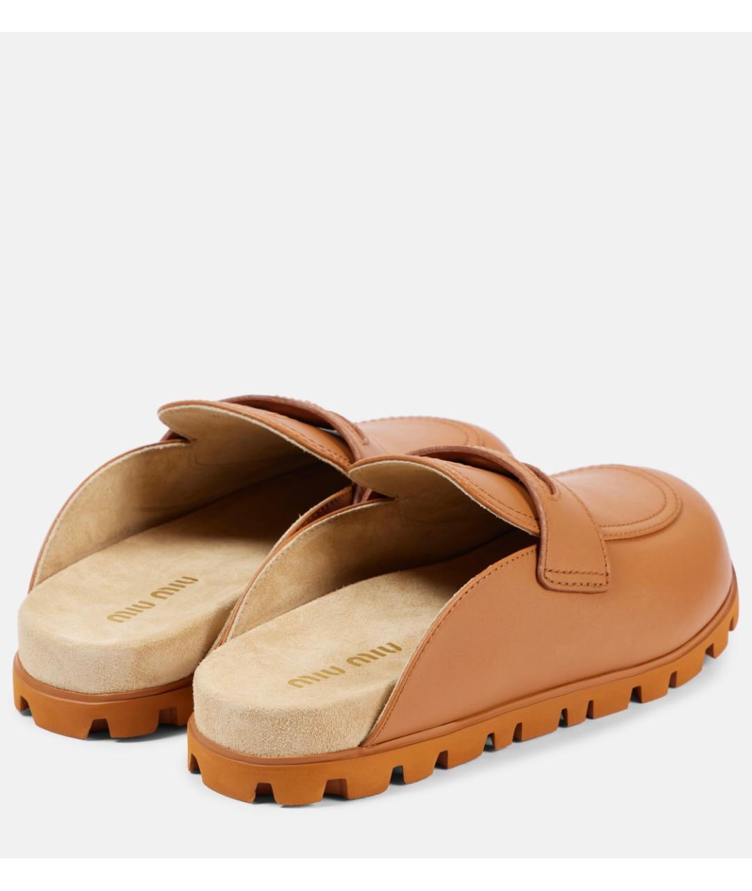 MIU MIU Коричневые кожаные мюли, фото 3