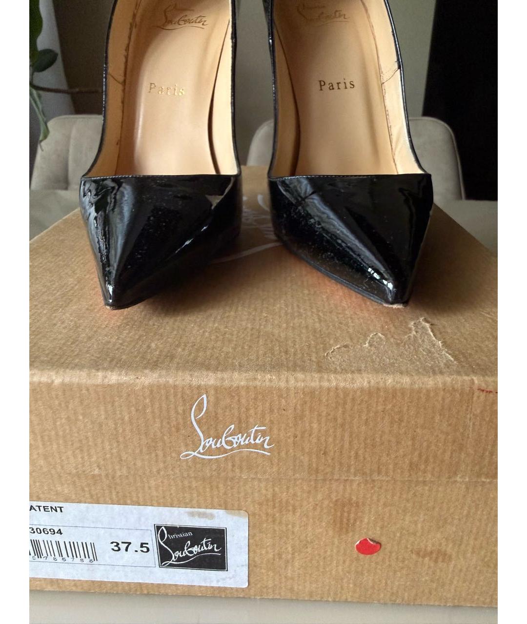 CHRISTIAN LOUBOUTIN Черные кожаные туфли, фото 3