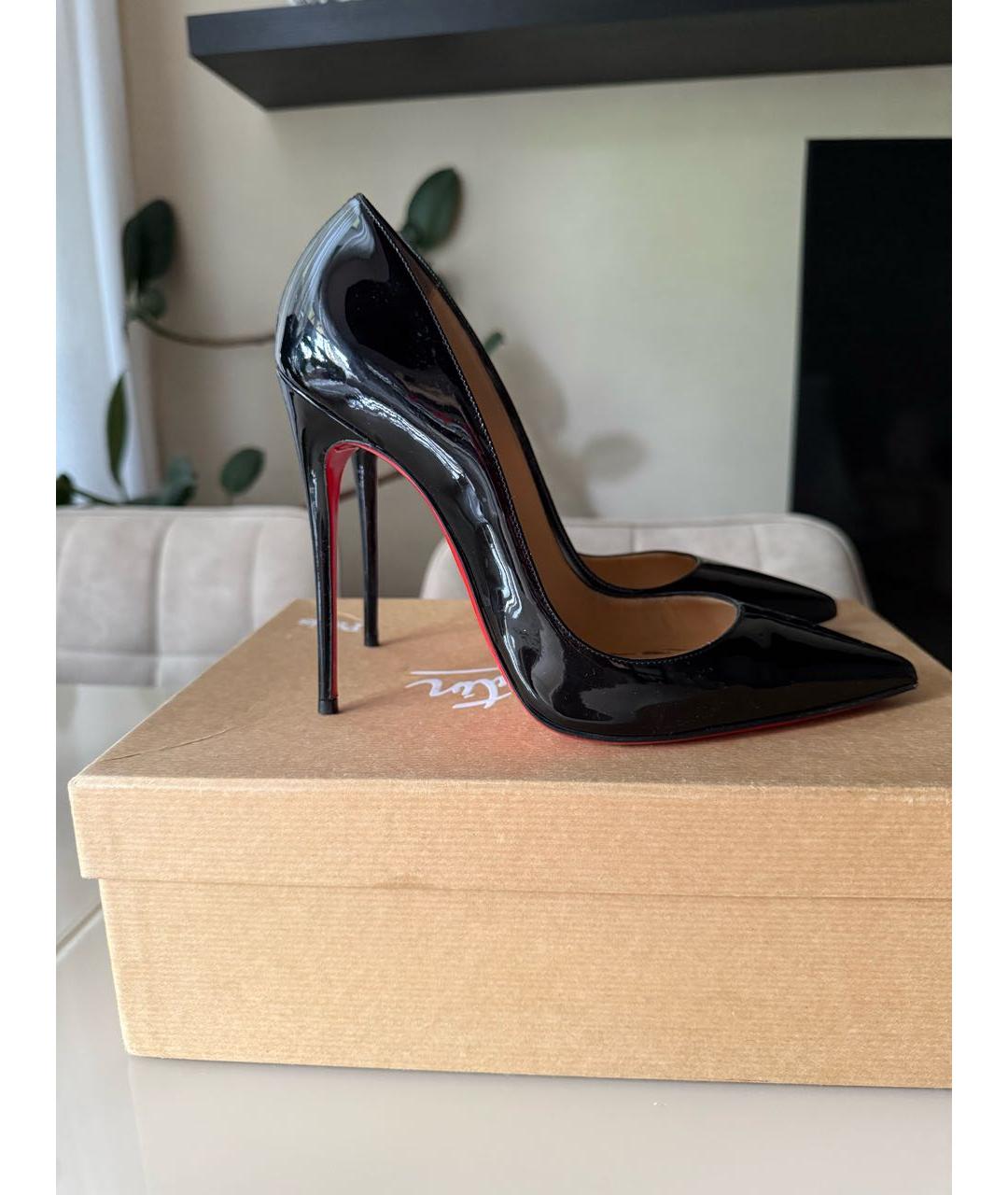 CHRISTIAN LOUBOUTIN Черные кожаные туфли, фото 6