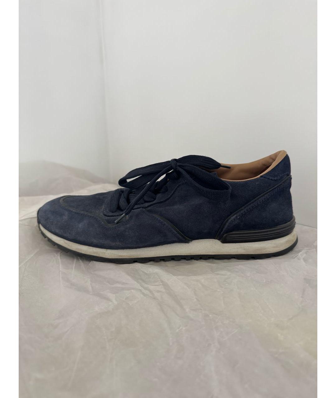 TOD'S Темно-синие замшевые низкие кроссовки / кеды, фото 6