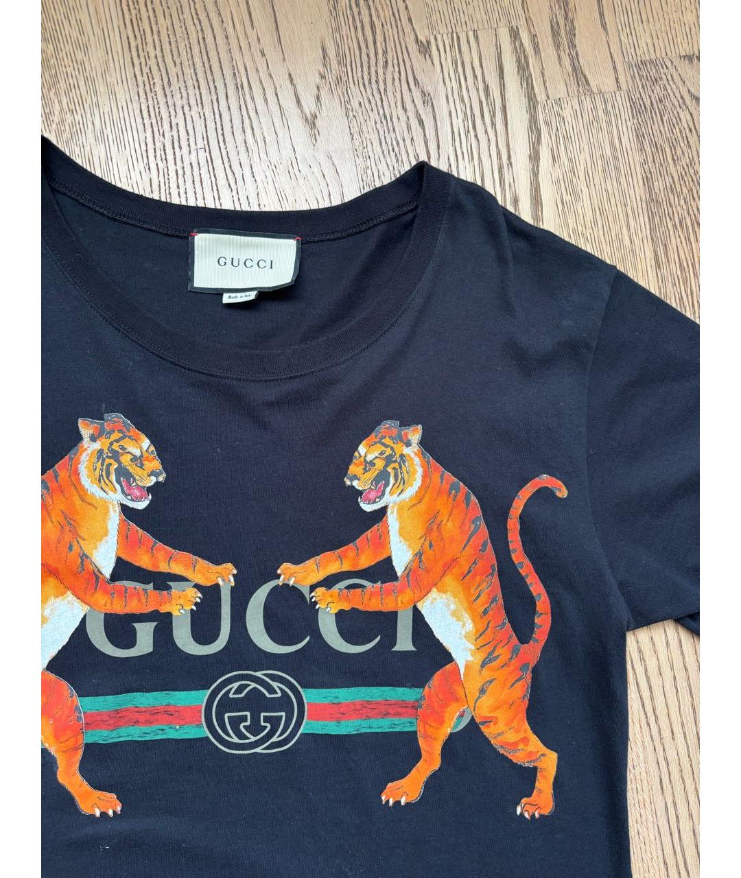 GUCCI Черная хлопковая футболка, фото 2