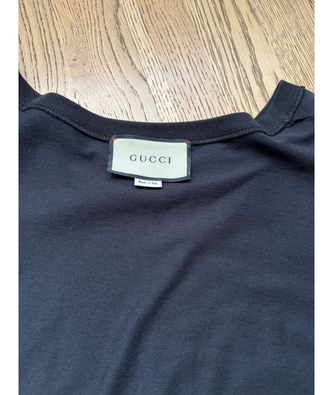 GUCCI Черная хлопковая футболка, фото 4