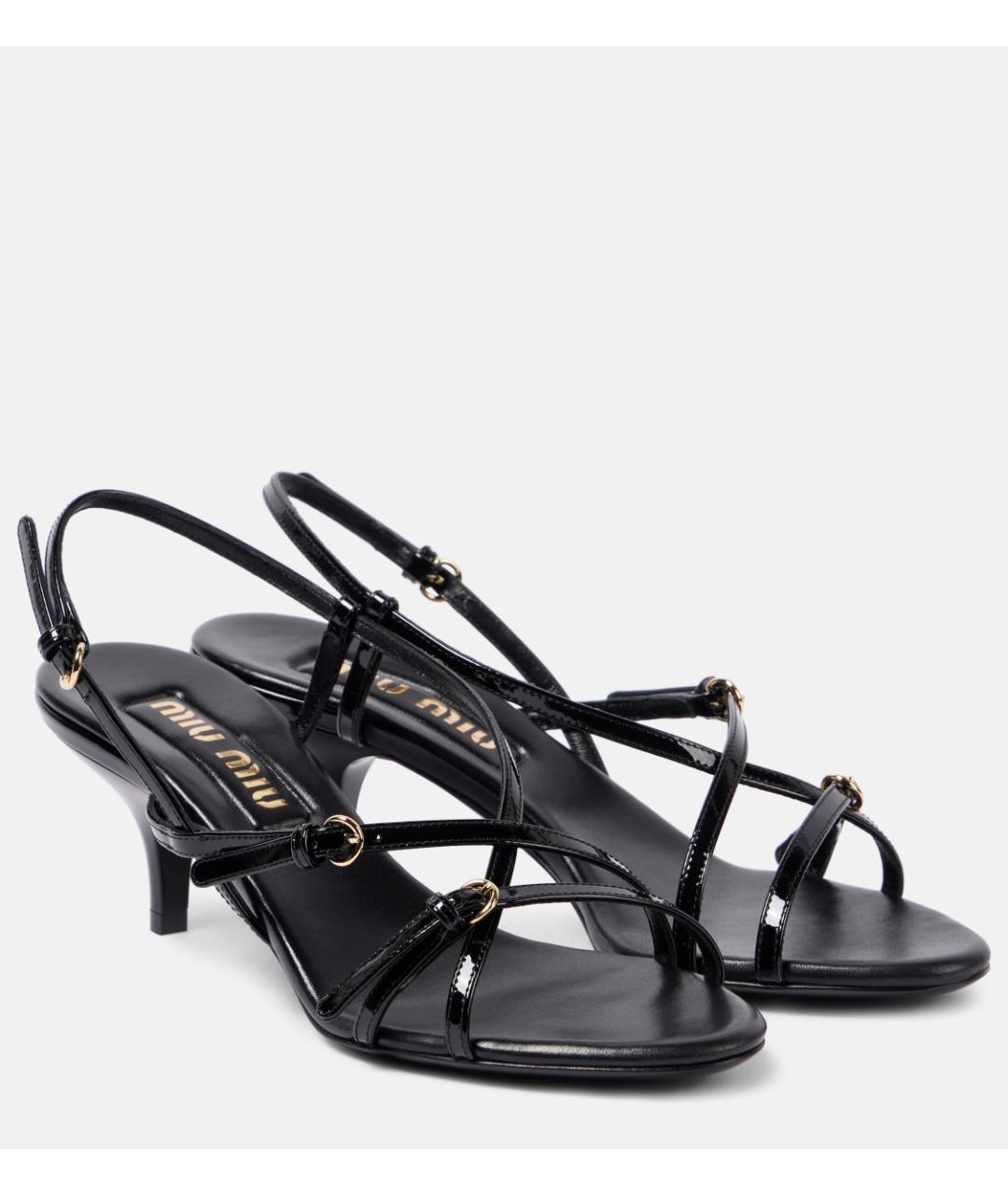 MIU MIU Черные босоножки из лакированной кожи, фото 4