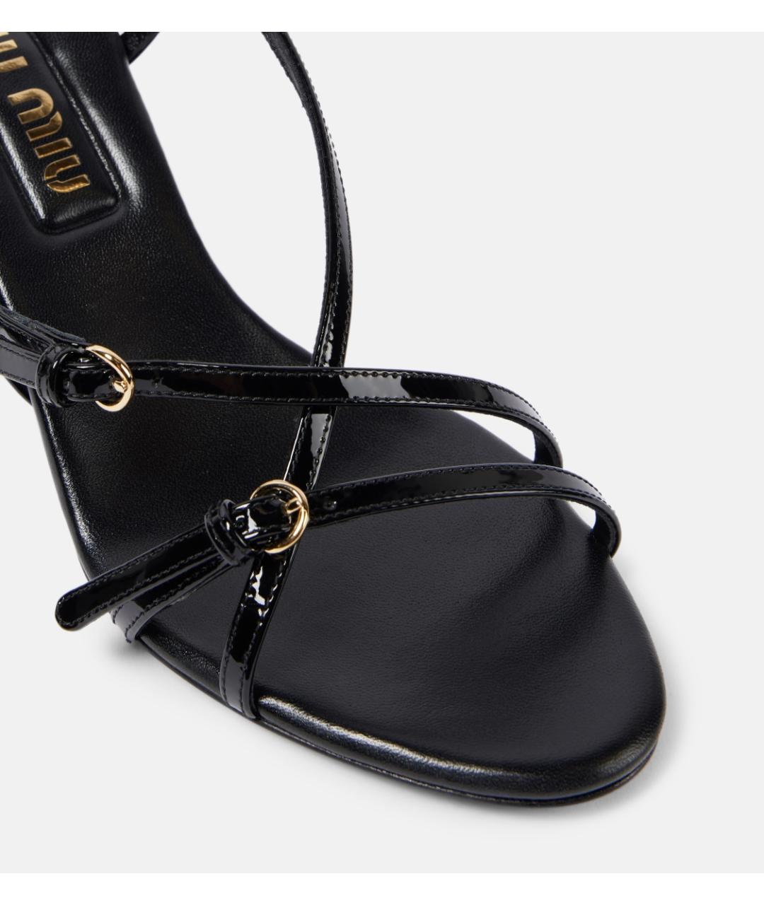 MIU MIU Черные босоножки из лакированной кожи, фото 7