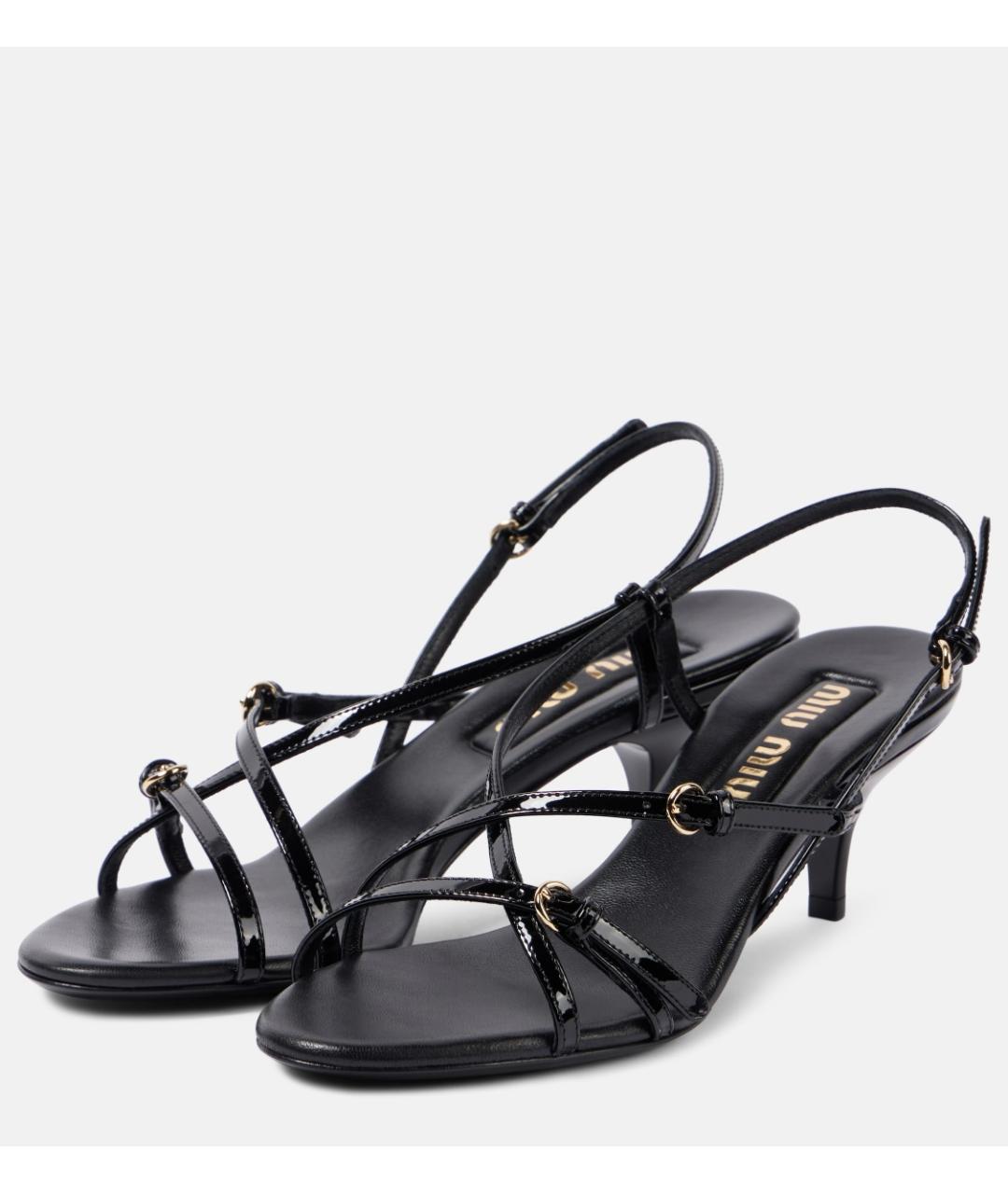 MIU MIU Черные босоножки из лакированной кожи, фото 5