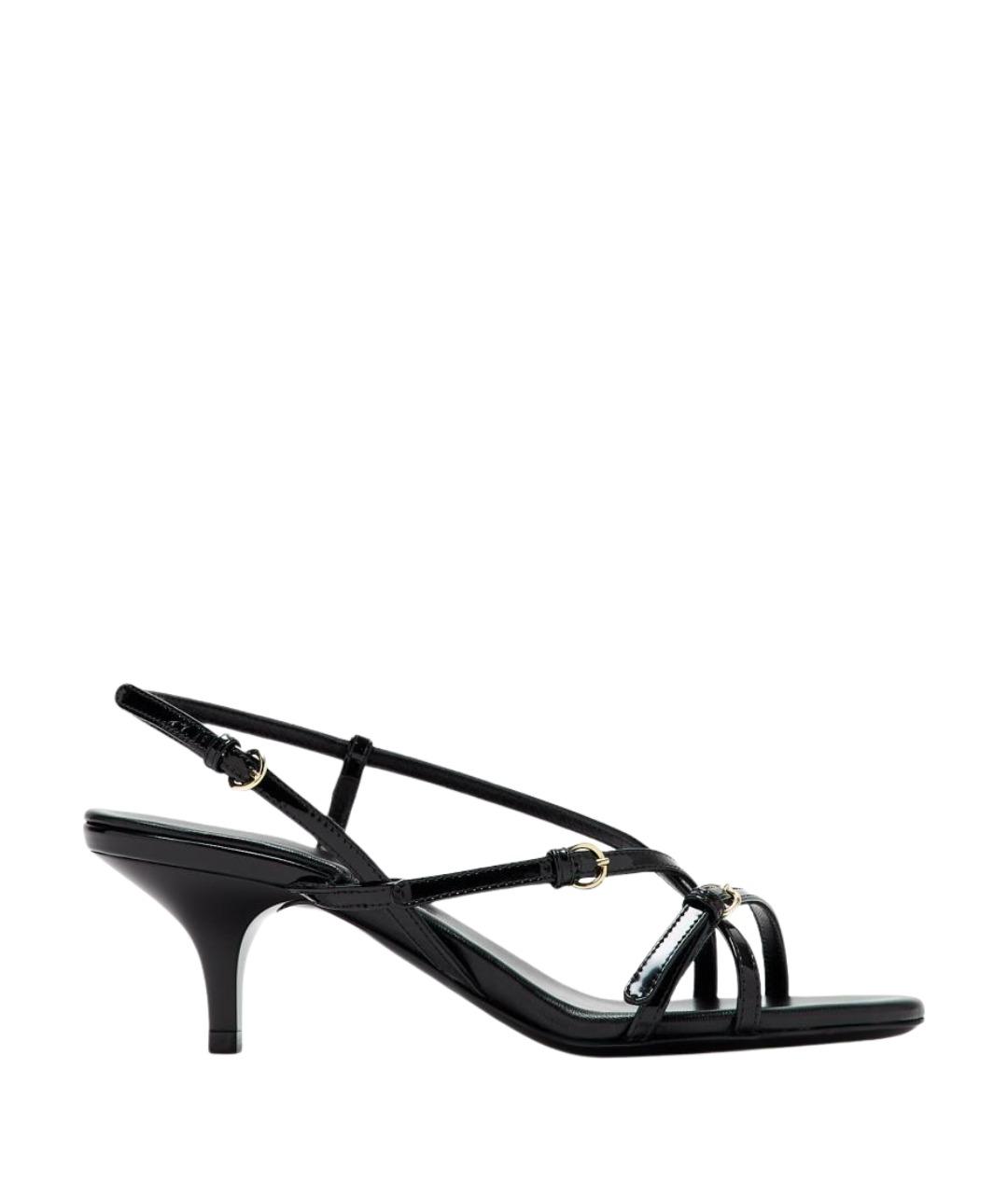 MIU MIU Черные босоножки из лакированной кожи, фото 1