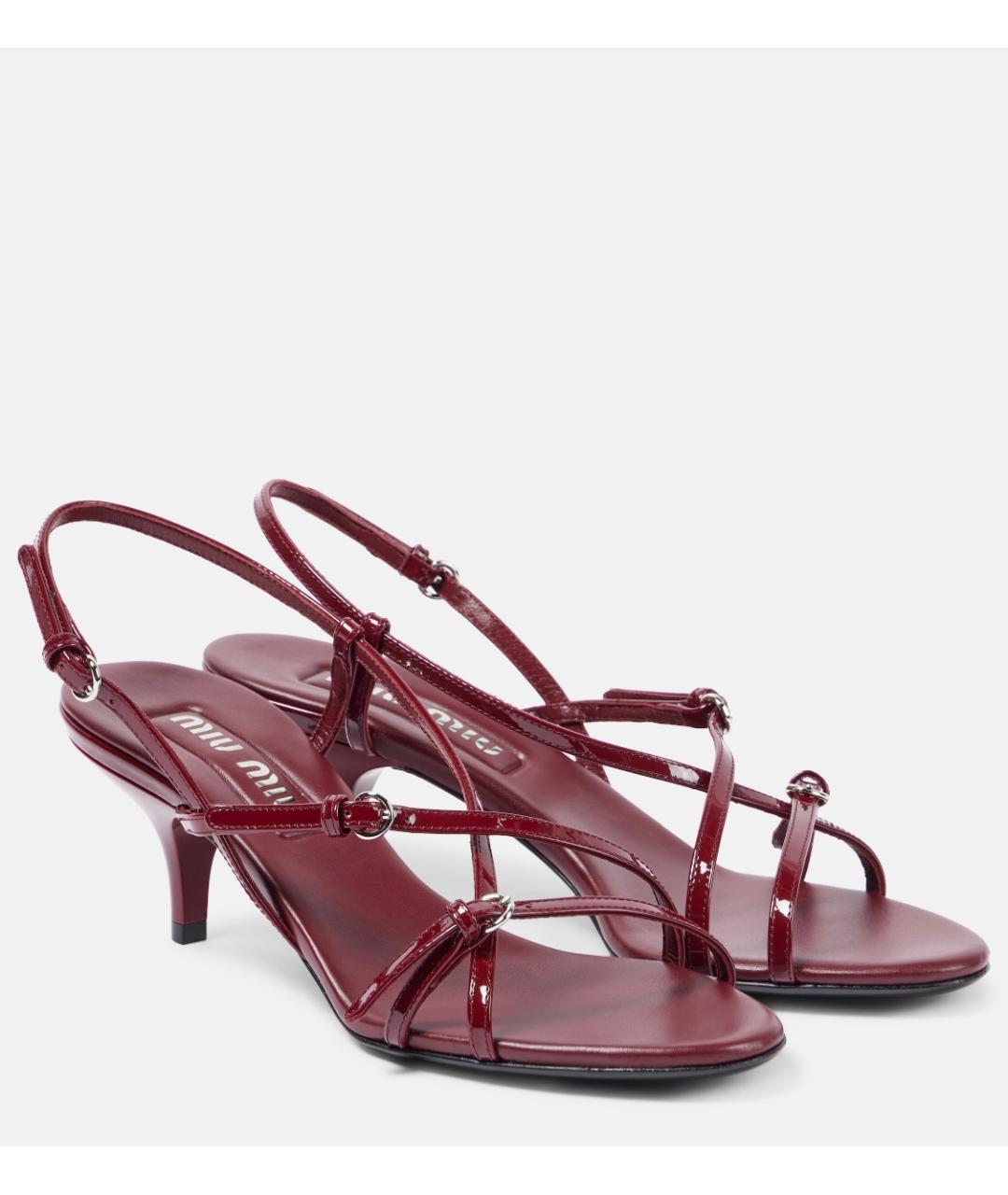 MIU MIU Бордовые босоножки из лакированной кожи, фото 2
