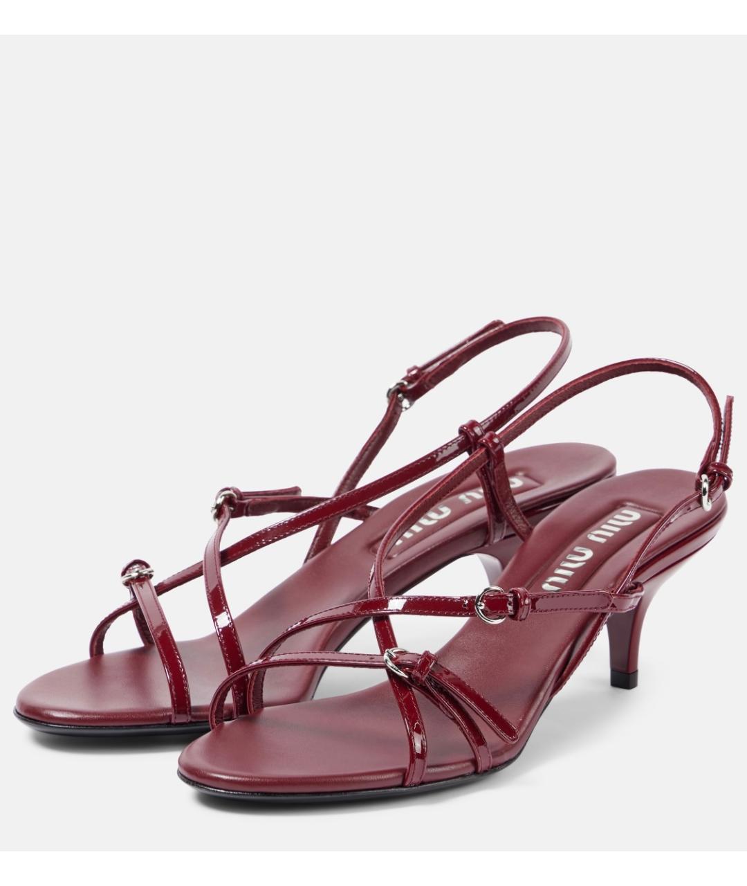 MIU MIU Бордовые босоножки из лакированной кожи, фото 3