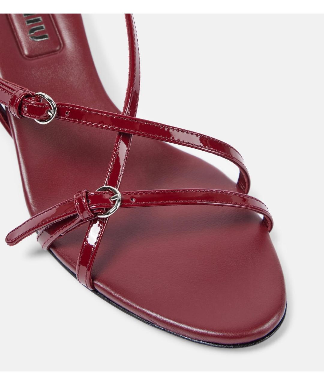 MIU MIU Бордовые босоножки из лакированной кожи, фото 6
