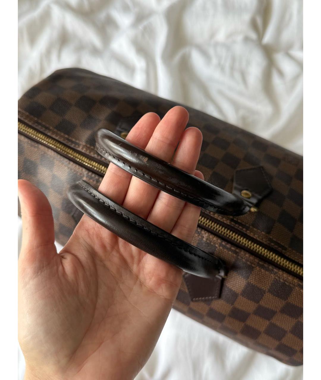 LOUIS VUITTON Коричневая кожаная сумка с короткими ручками, фото 6