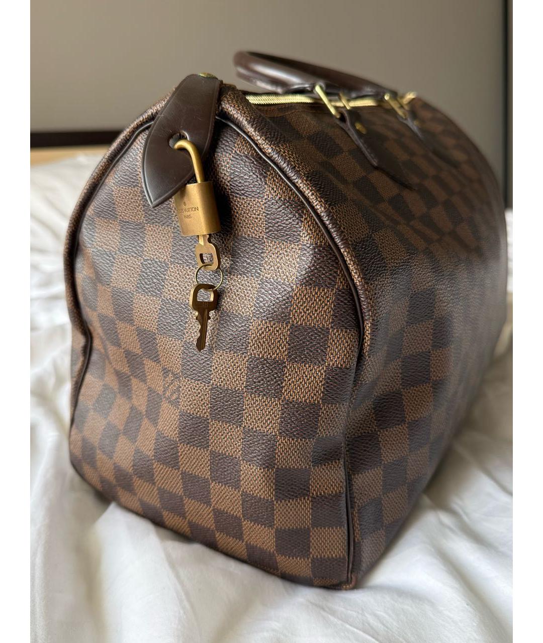 LOUIS VUITTON Коричневая кожаная сумка с короткими ручками, фото 7