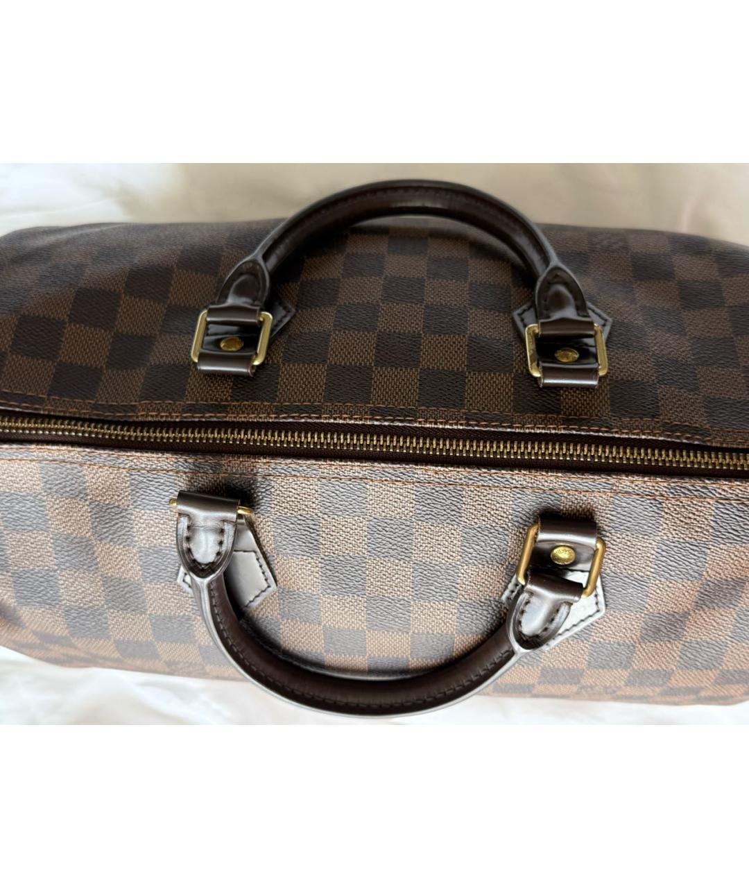 LOUIS VUITTON Коричневая кожаная сумка с короткими ручками, фото 5