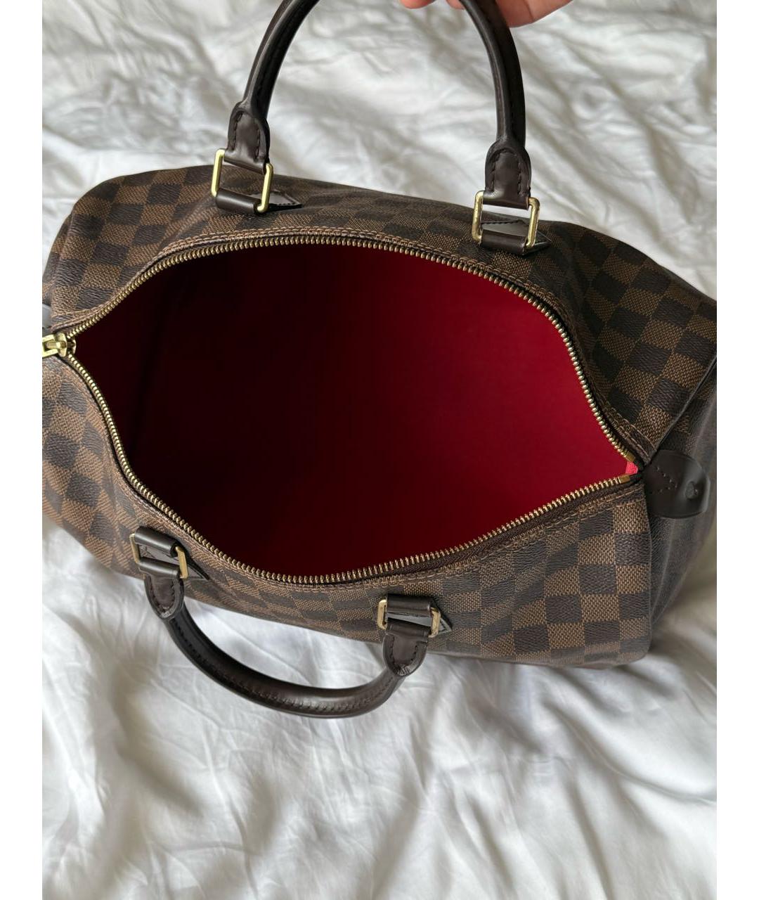 LOUIS VUITTON Коричневая кожаная сумка с короткими ручками, фото 4