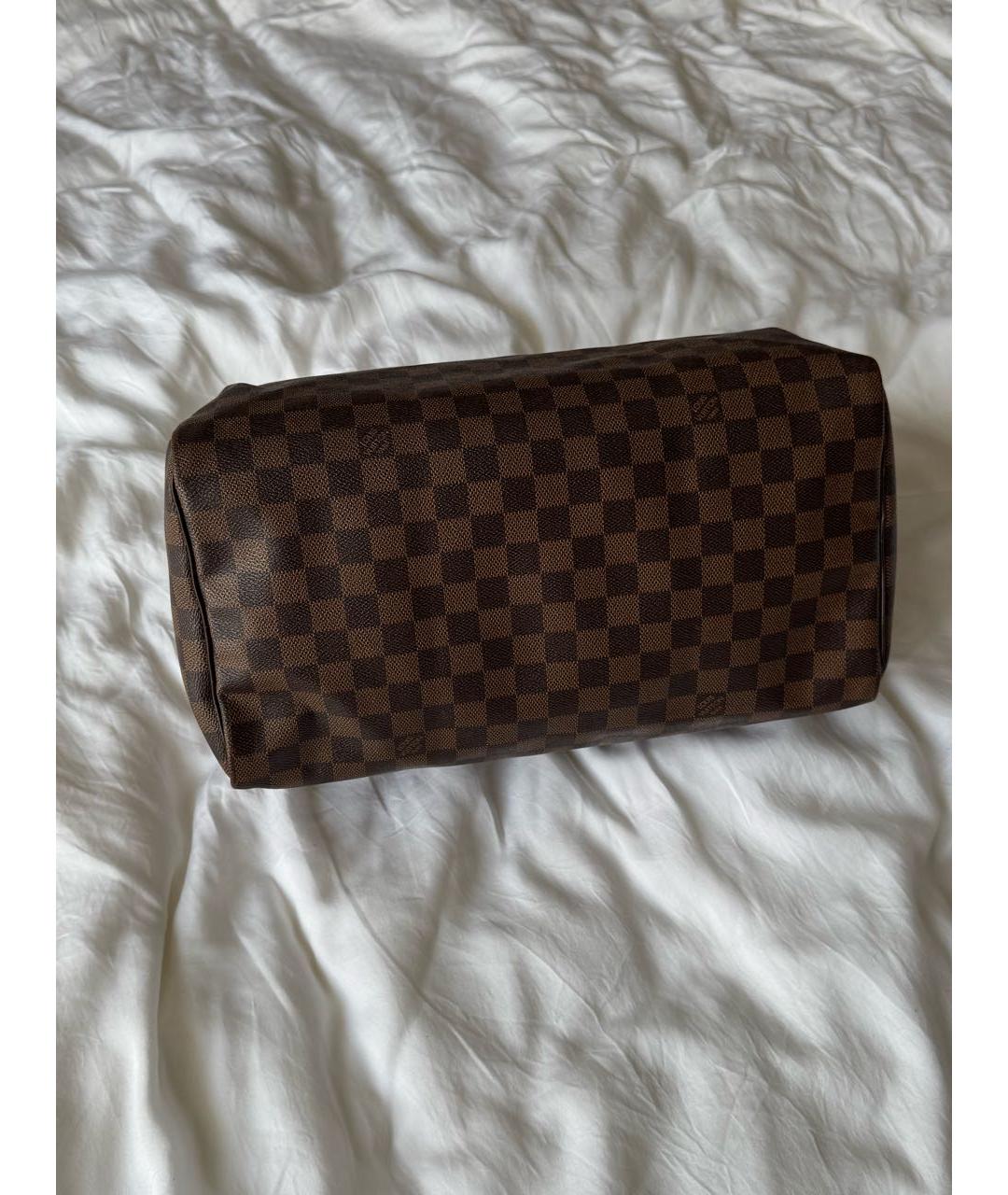 LOUIS VUITTON Коричневая кожаная сумка с короткими ручками, фото 3