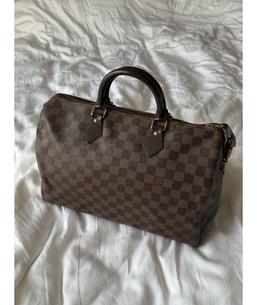 LOUIS VUITTON Коричневая кожаная сумка с короткими ручками, фото 9