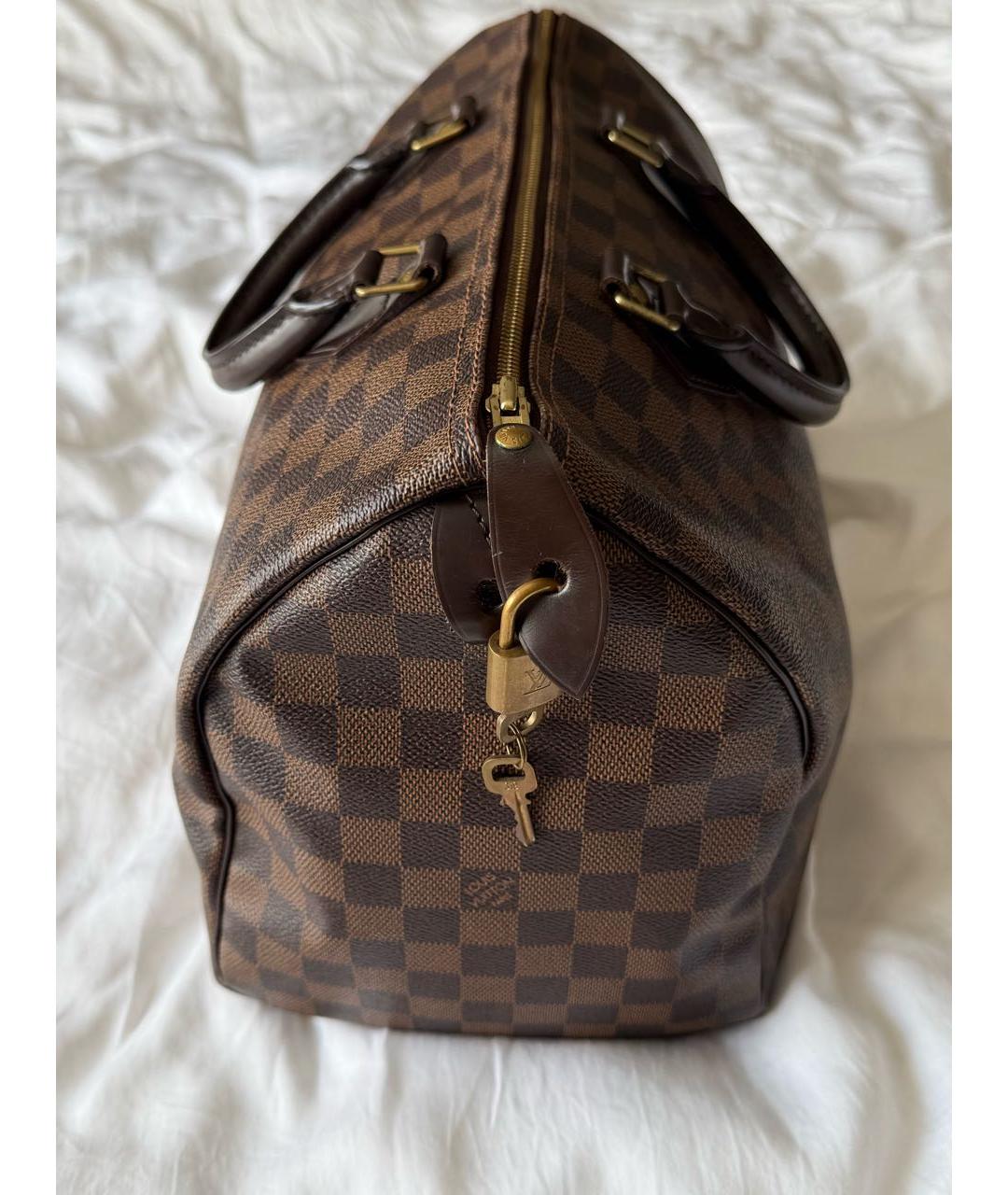 LOUIS VUITTON Коричневая кожаная сумка с короткими ручками, фото 8