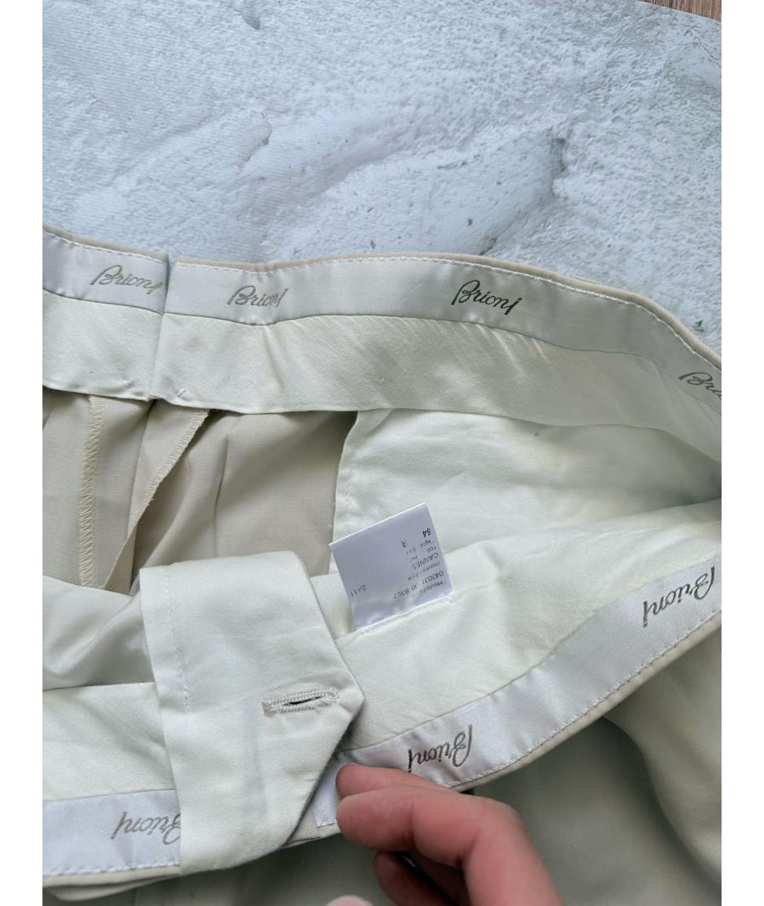 BRIONI Бежевые хлопковые классические брюки, фото 3