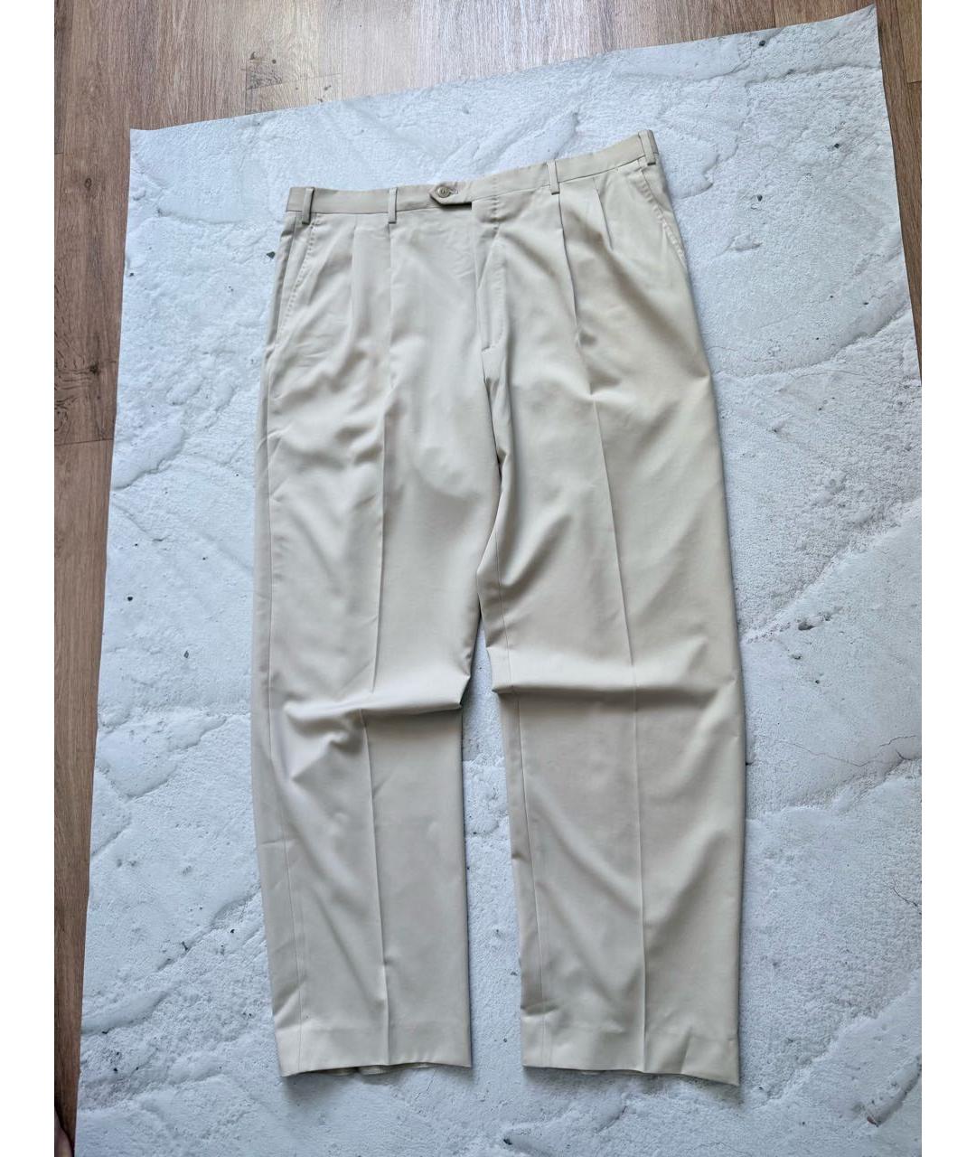 BRIONI Бежевые хлопковые классические брюки, фото 2