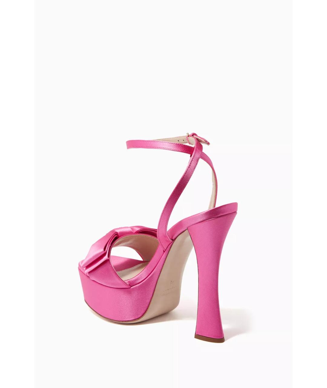 MIU MIU Розовые текстильные босоножки, фото 5