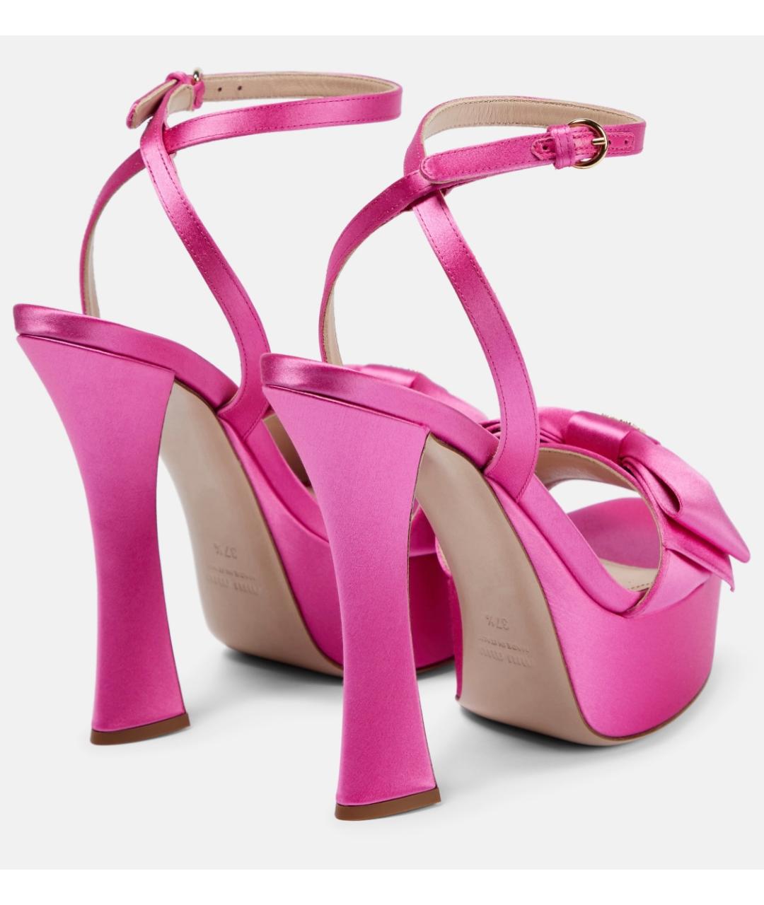 MIU MIU Розовые текстильные босоножки, фото 8