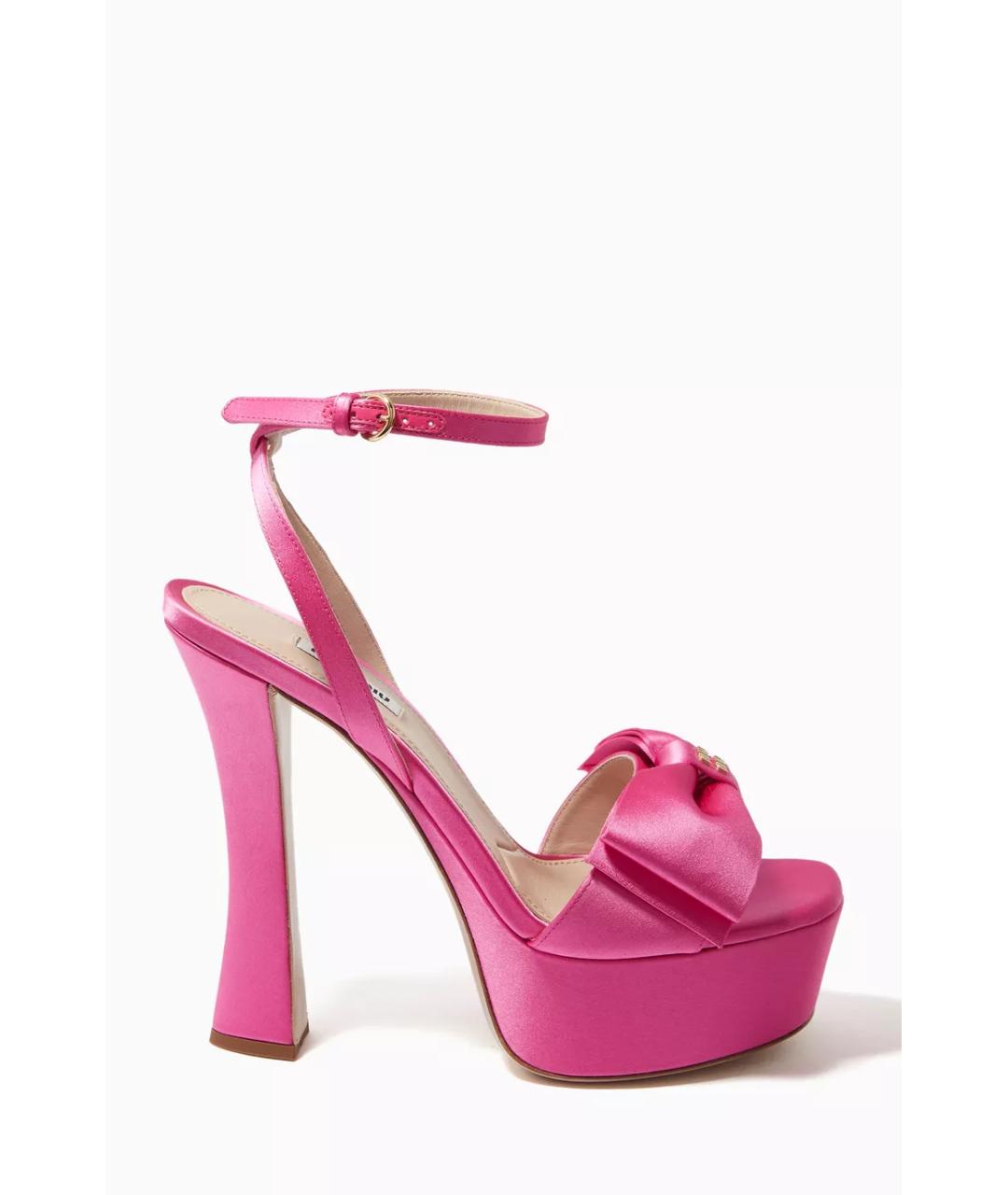 MIU MIU Розовые текстильные босоножки, фото 10