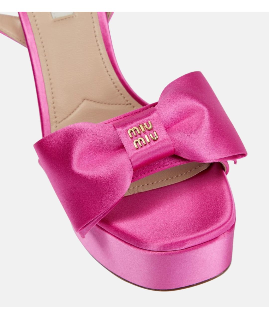 MIU MIU Розовые текстильные босоножки, фото 9