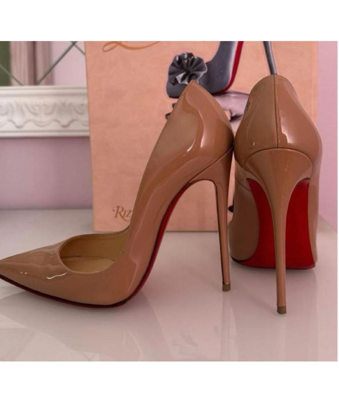 CHRISTIAN LOUBOUTIN Бежевые туфли из лакированной кожи, фото 3