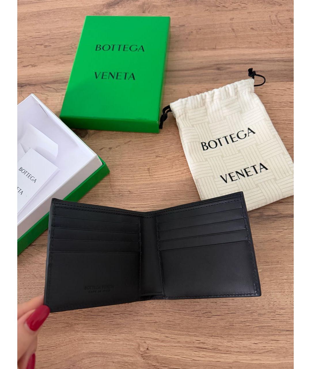 BOTTEGA VENETA Черный кожаный кошелек, фото 3