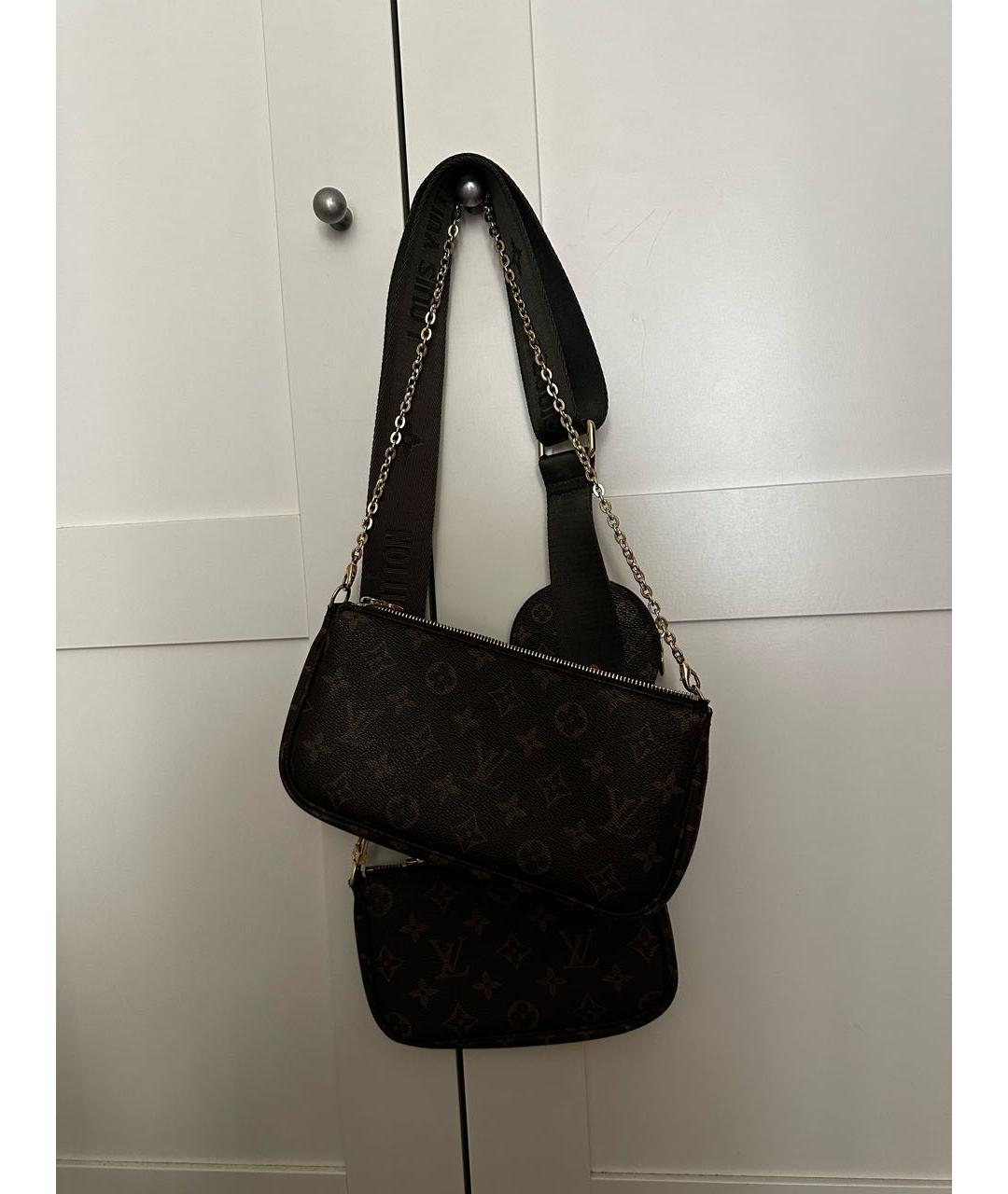 LOUIS VUITTON Коричневая кожаная сумка через плечо, фото 3