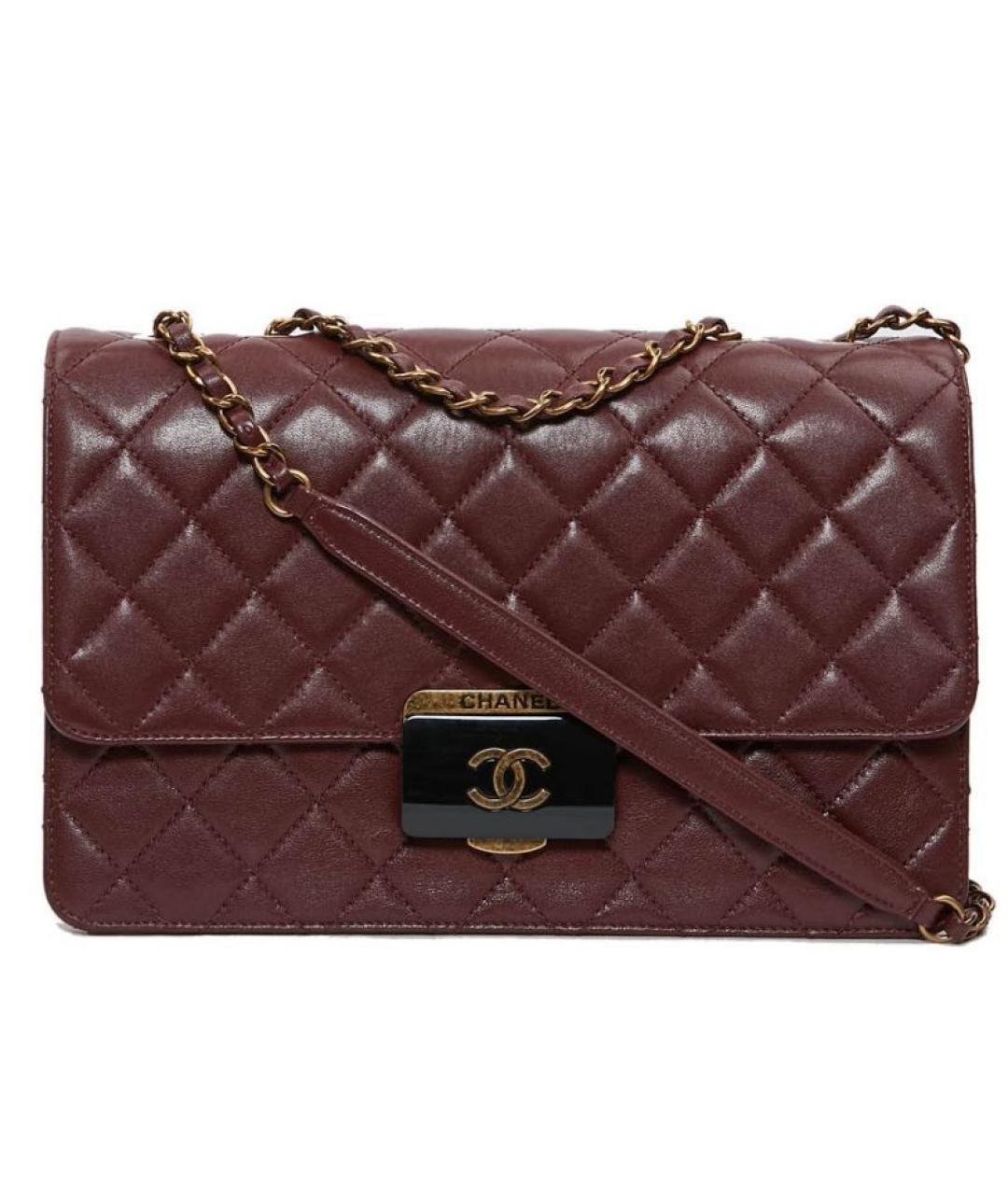 CHANEL Бордовая кожаная сумка через плечо, фото 1