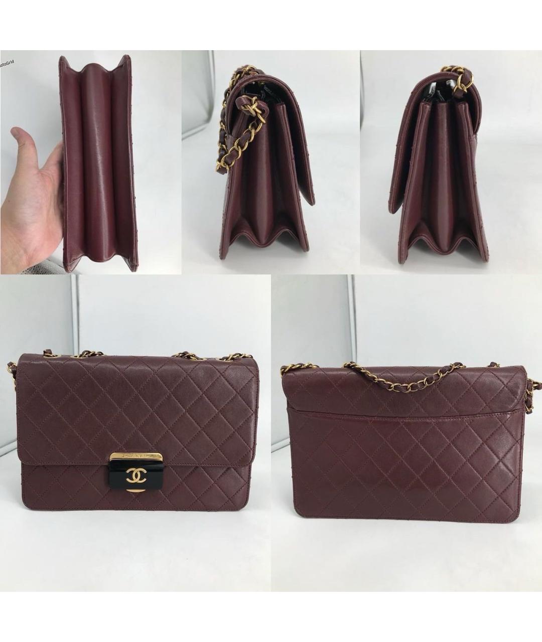 CHANEL Бордовая кожаная сумка через плечо, фото 4