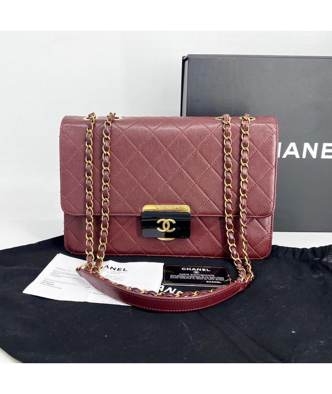 CHANEL Бордовая кожаная сумка через плечо, фото 2