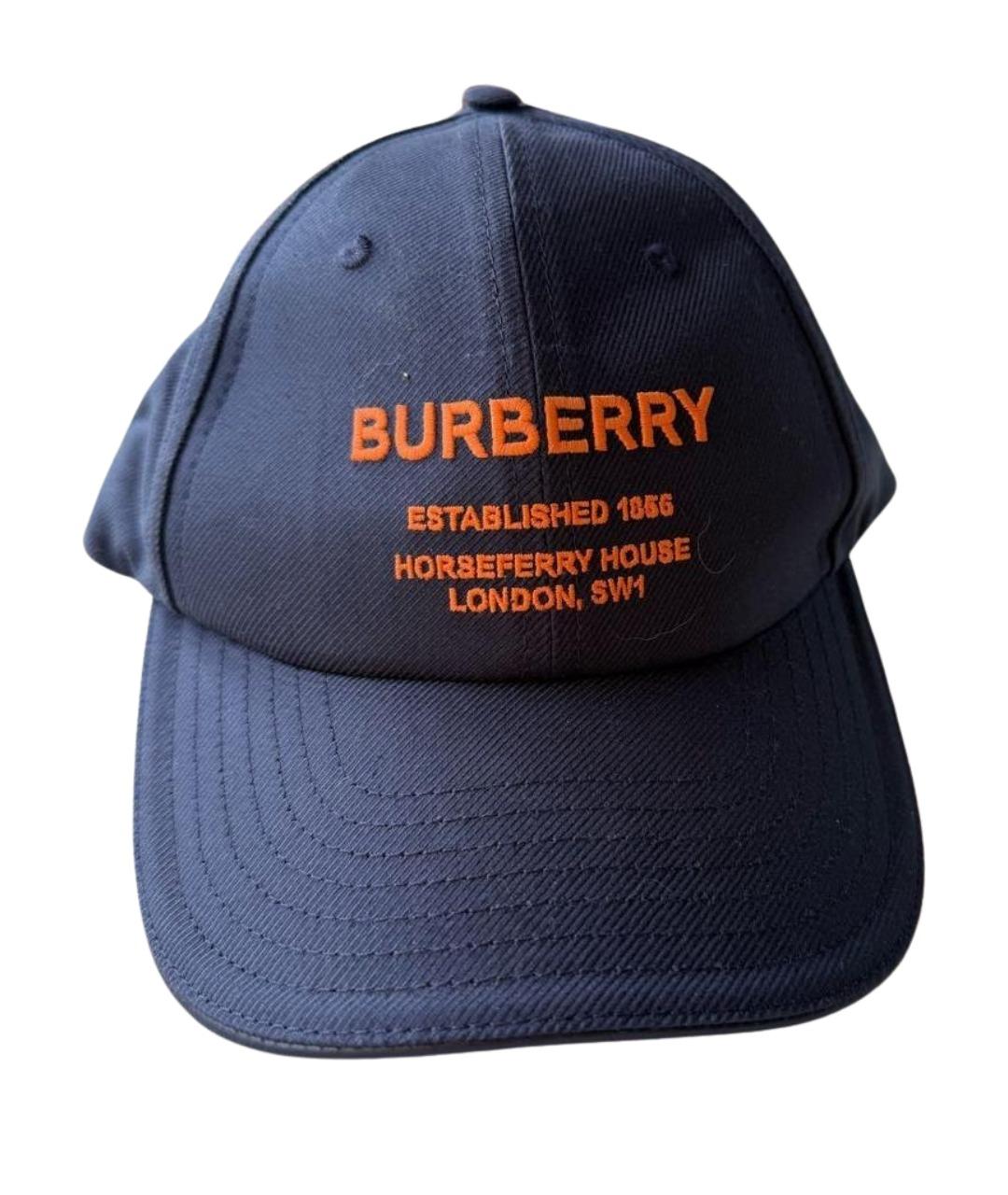 BURBERRY Темно-синяя хлопковая кепка/бейсболка, фото 1