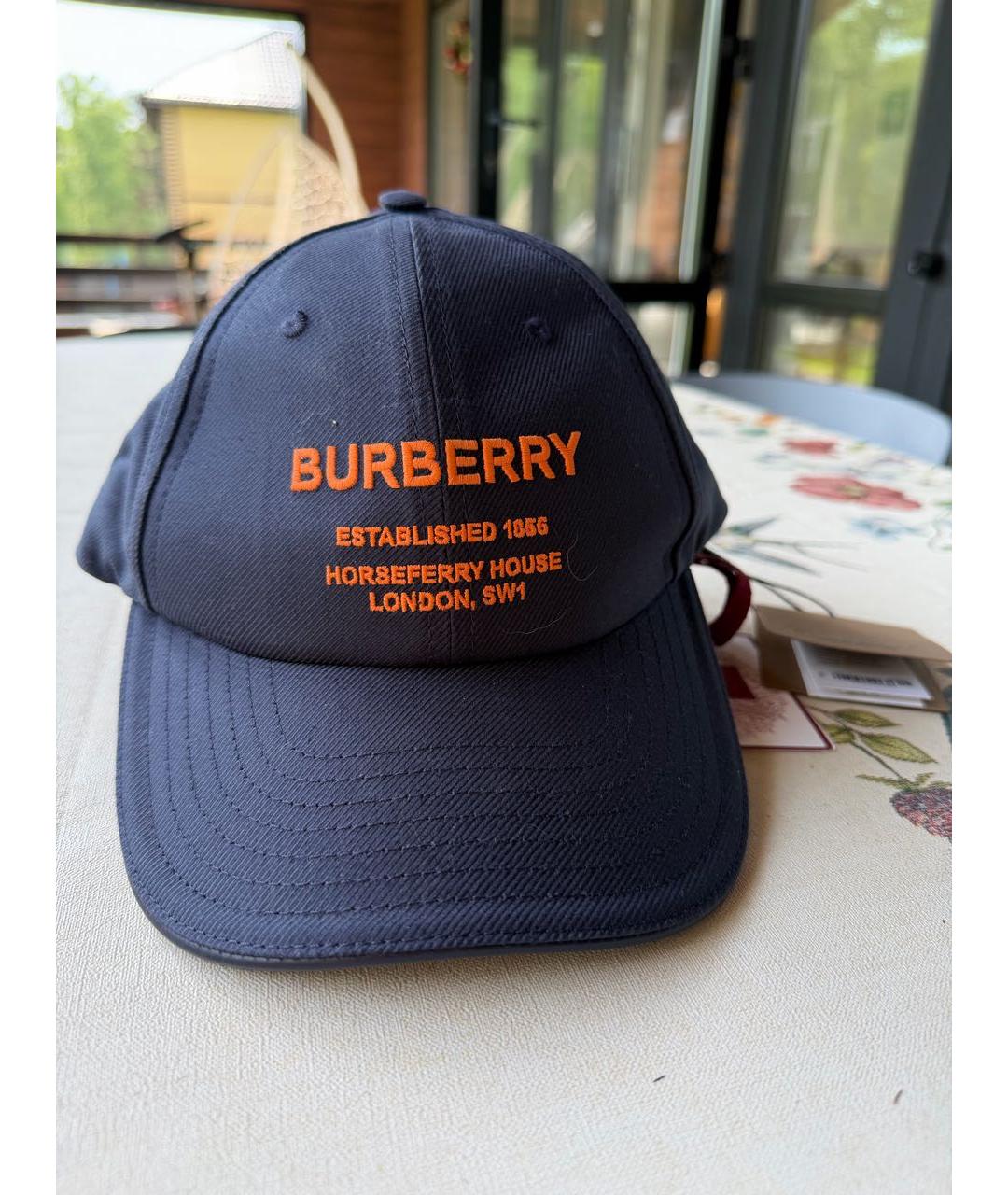 BURBERRY Темно-синяя хлопковая кепка/бейсболка, фото 7