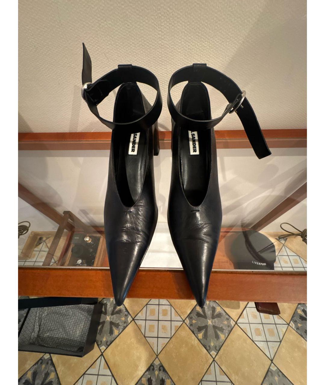 JIL SANDER Черные кожаные туфли, фото 2