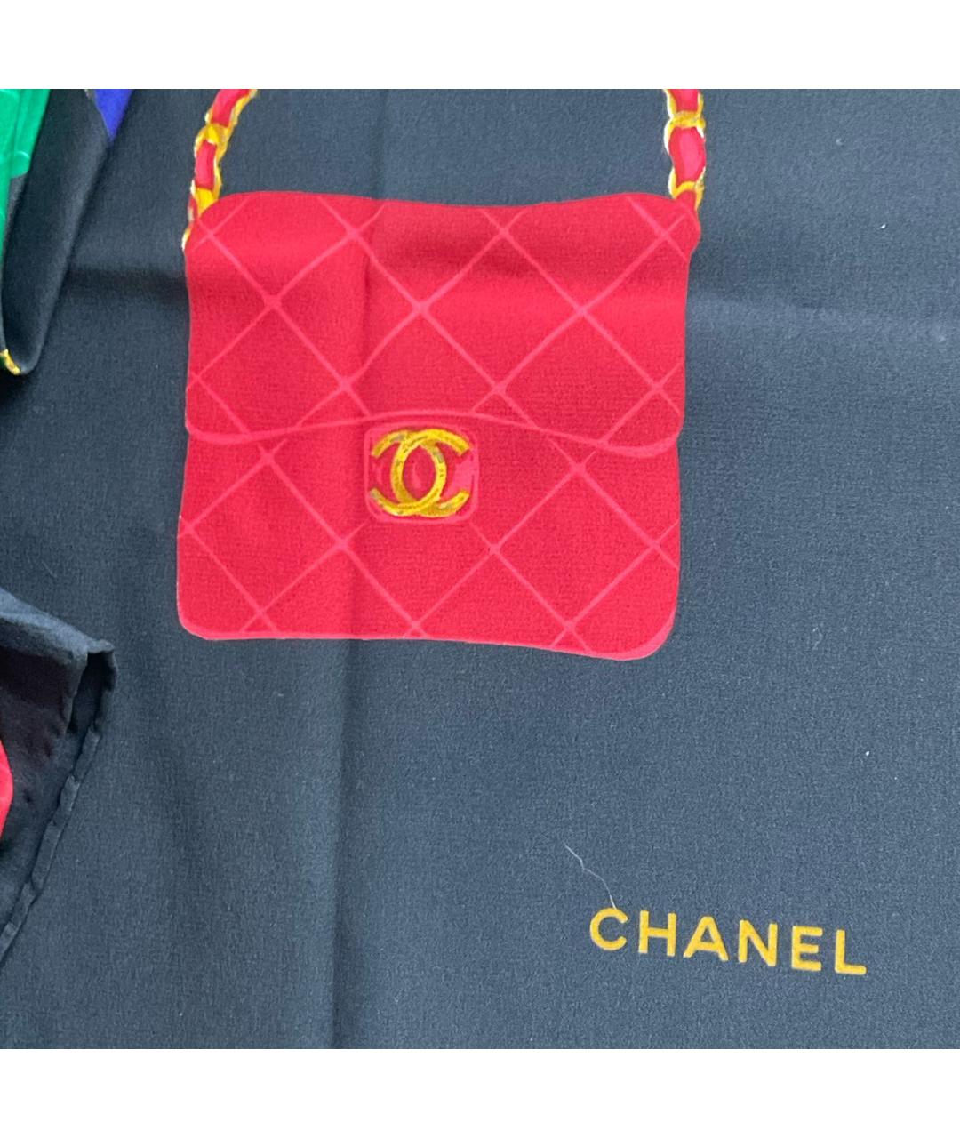 CHANEL Черный шелковый платок, фото 2