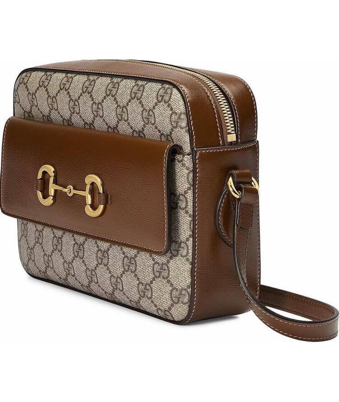 GUCCI Коричневая кожаная сумка через плечо, фото 1