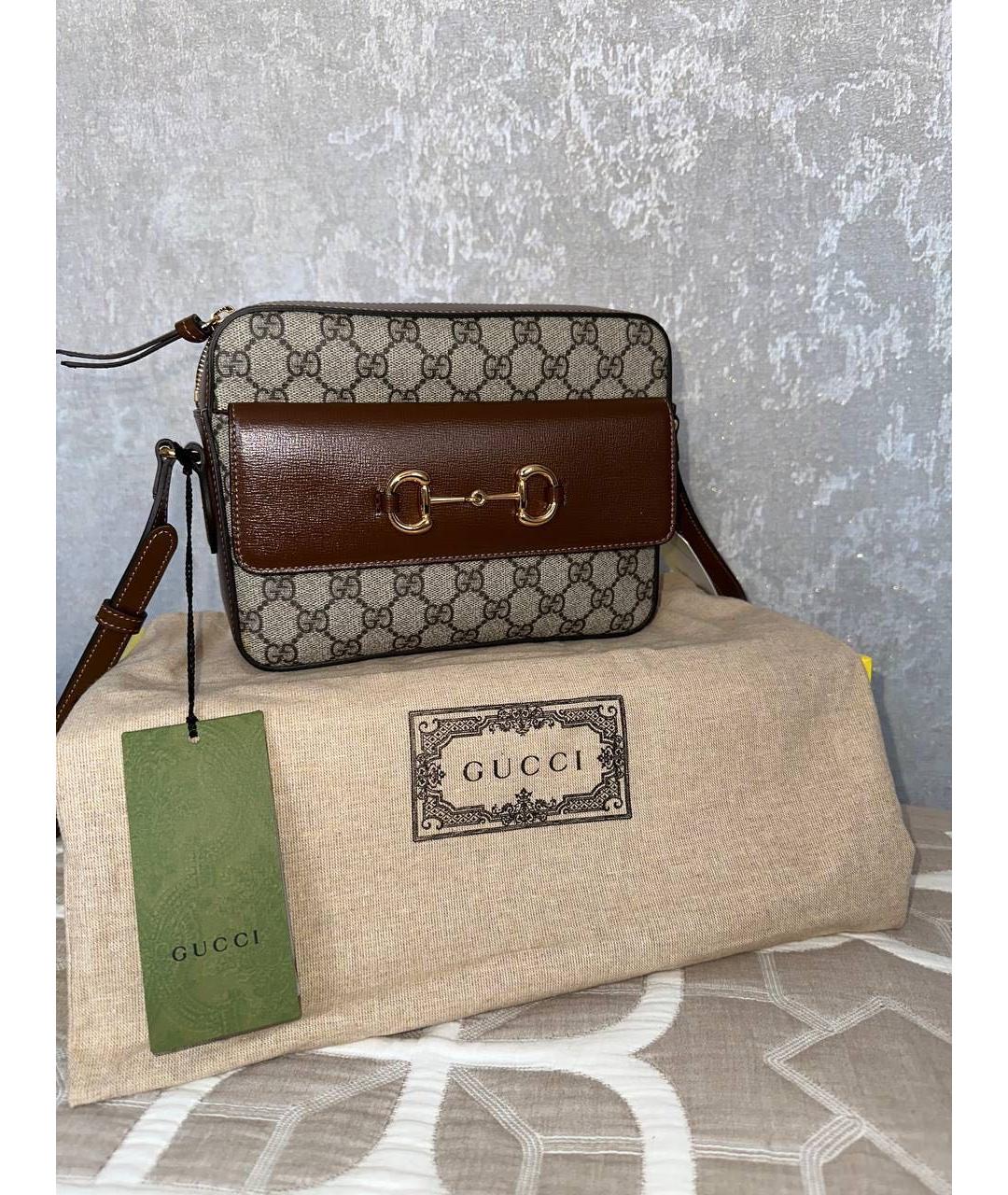 GUCCI Коричневая кожаная сумка через плечо, фото 2