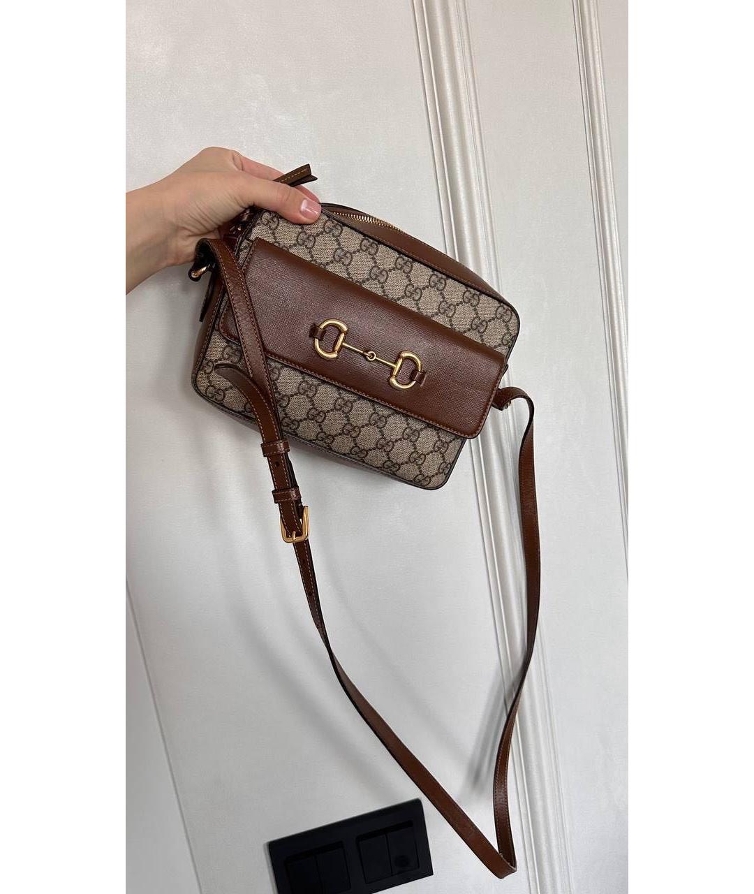 GUCCI Коричневая кожаная сумка через плечо, фото 4